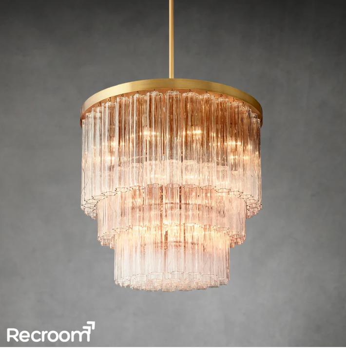 Cielloie Three Tier Round Chandelier 42" in Brass