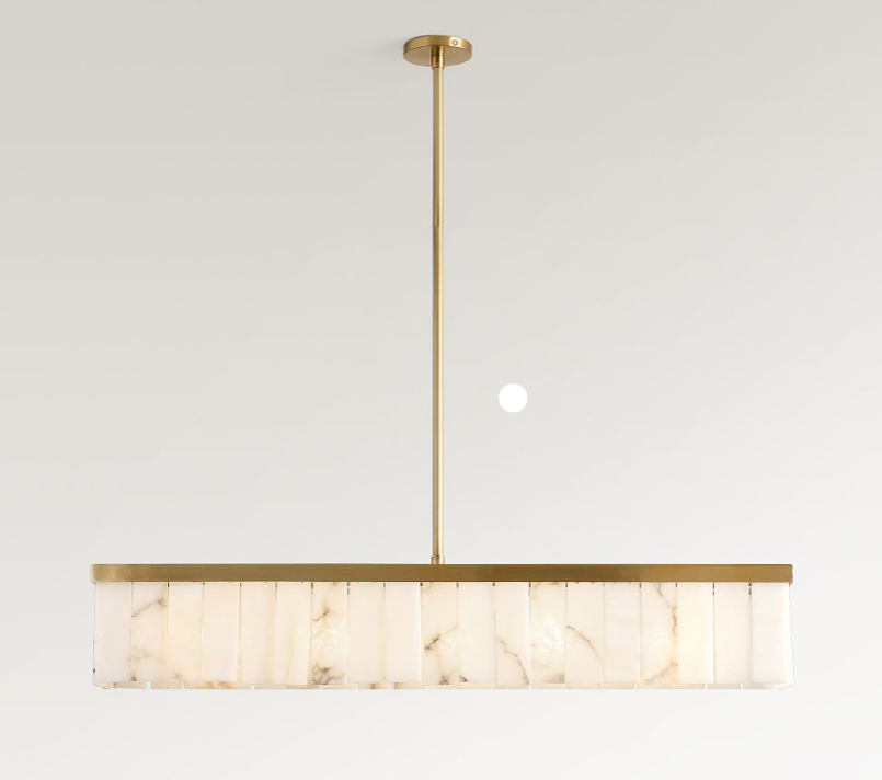Windham Alabaster Linear Chandelier (49") - Tumbled Brass