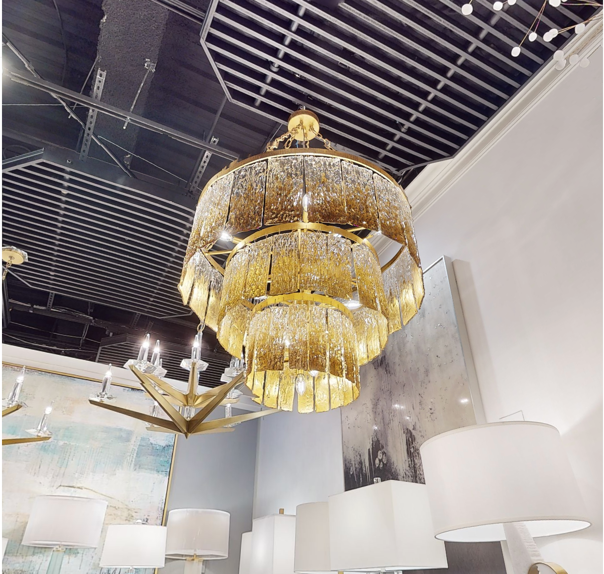TWILIGHT SIXTEEN-LIGHT SLUMPED GLASS CHANDELIER - Zonesus