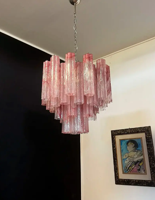 Murano Chandelier – 36 tubes – Alabaster Pink - Zonesus