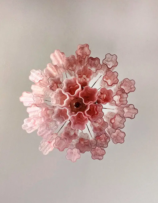 Murano Chandelier – 36 tubes – Alabaster Pink - Zonesus