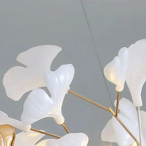 Ceramic Ginkgo Cascading B (Spiral) Branch Chandelier - Zonesus