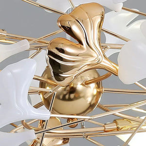 Ceramic Ginkgo Cascading B (Spiral) Branch Chandelier - Zonesus