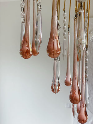 Vintage – Murano Teardrops Chandelier – 70s – Pink prisms - Zonesus