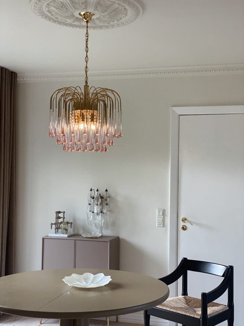 Vintage – Murano Teardrops Chandelier – 70s – Pink prisms - Zonesus