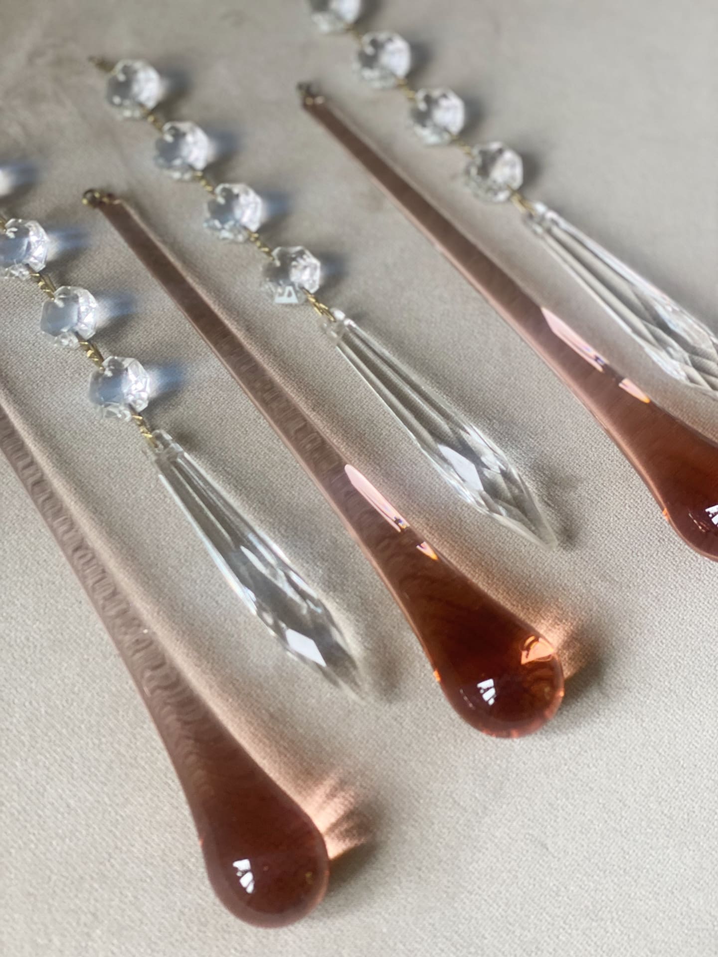 Vintage – Murano Teardrops Chandelier – 70s – Pink prisms - Zonesus