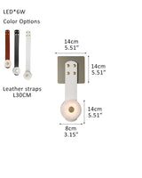 SNAPS Floor-to-Ceiling Plug-in LED Lamp with Leather straps in Brown/Black/White Finish