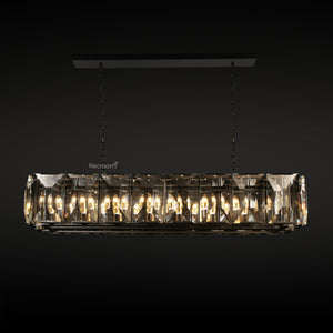 Harllow Multi Crystal Rectangular Chandelier 42“ 54” 62“ 74” - Zonesus