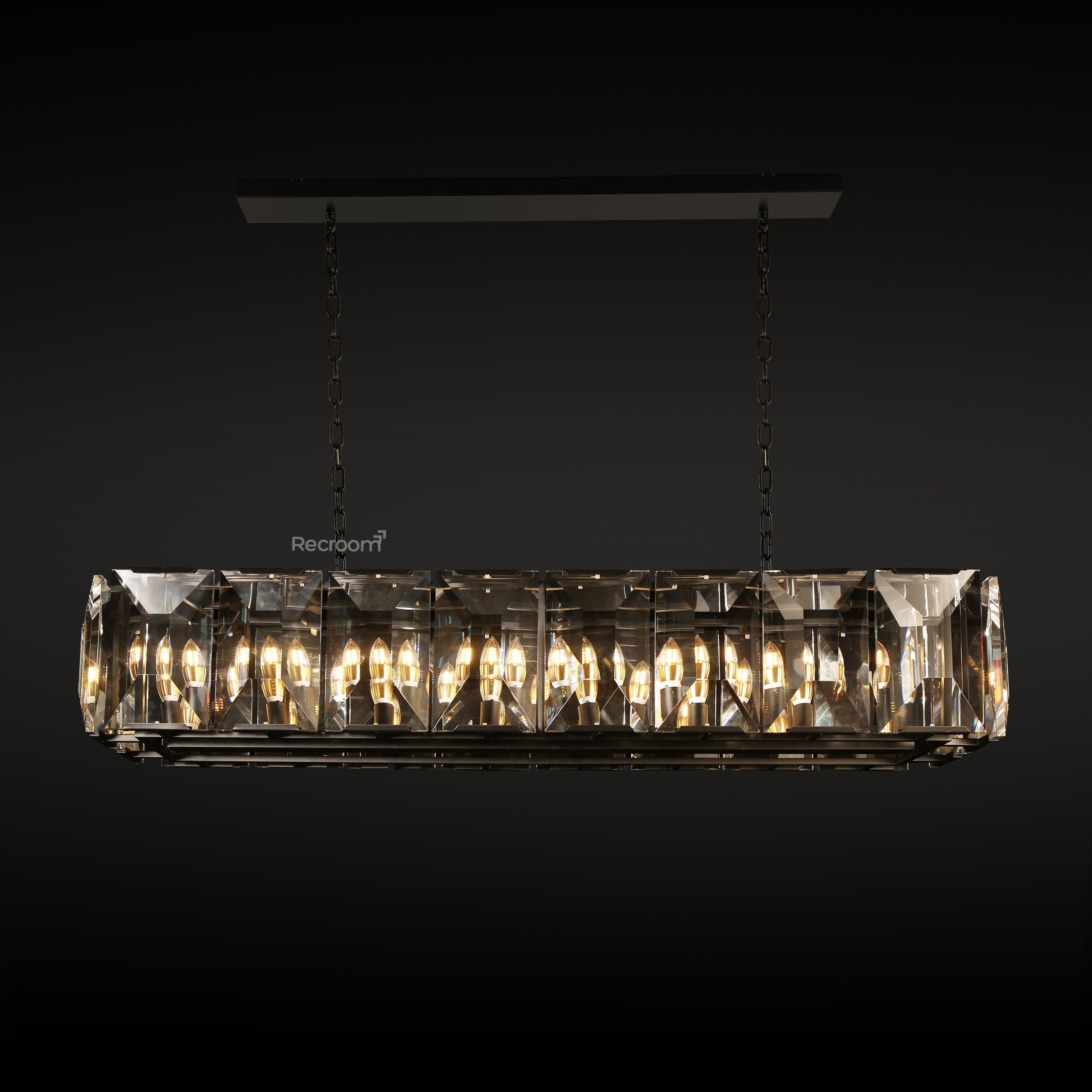 Harllow Multi Crystal Rectangular Chandelier 42“ 54” 62“ 74” - Zonesus