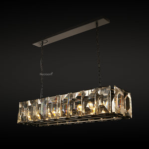 Harllow Multi Crystal Rectangular Chandelier 42“ 54” 62“ 74” - Zonesus