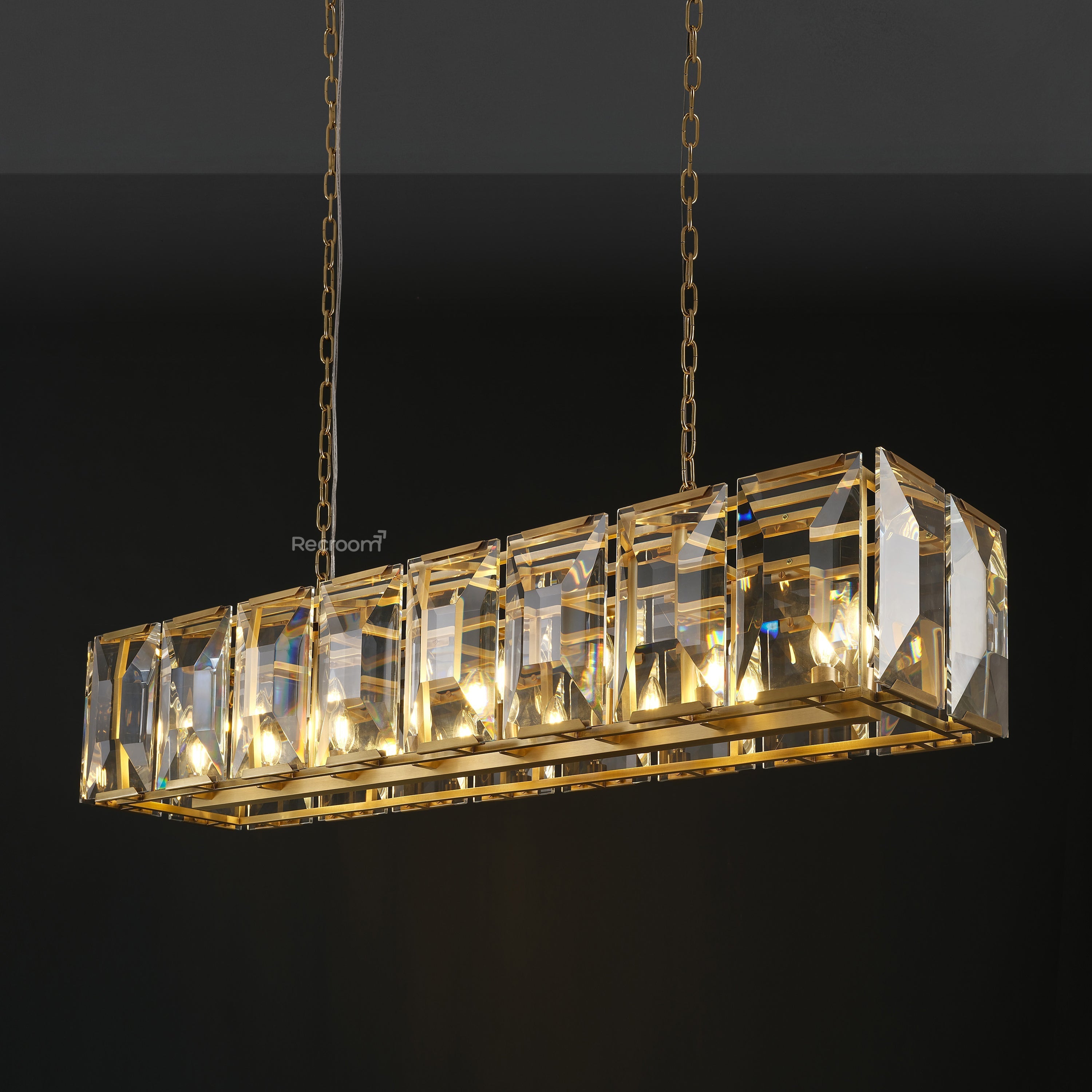 Harllow Multi Crystal Rectangular Chandelier 42“ 54” 62“ 74” - Zonesus