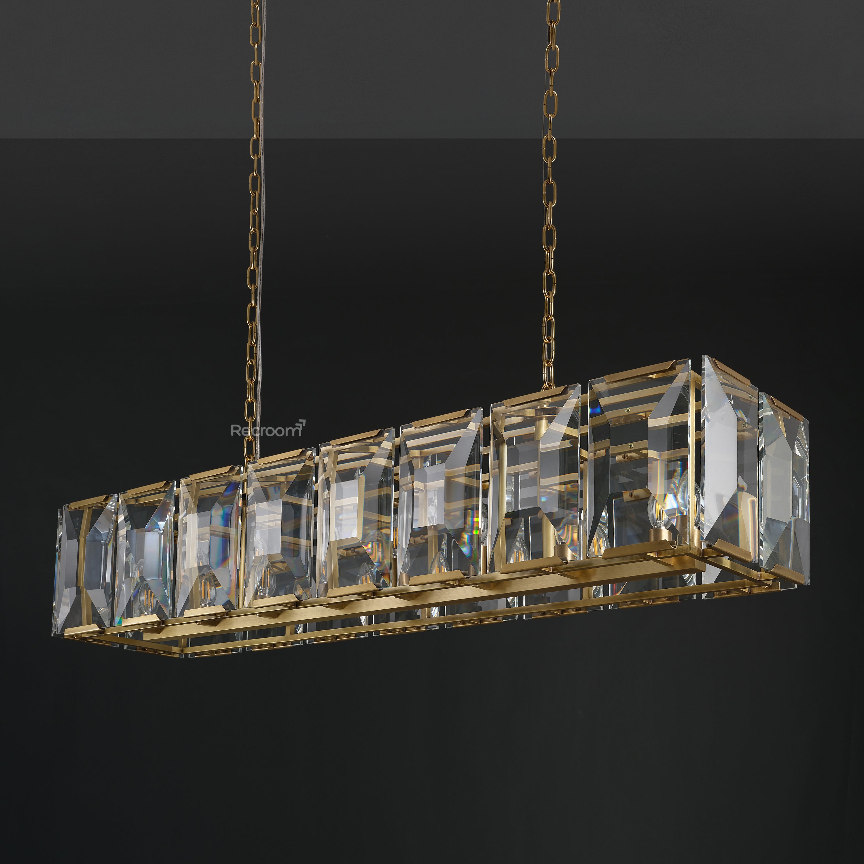 Harllow Multi Crystal Rectangular Chandelier 42“ 54” 62“ 74” - Zonesus
