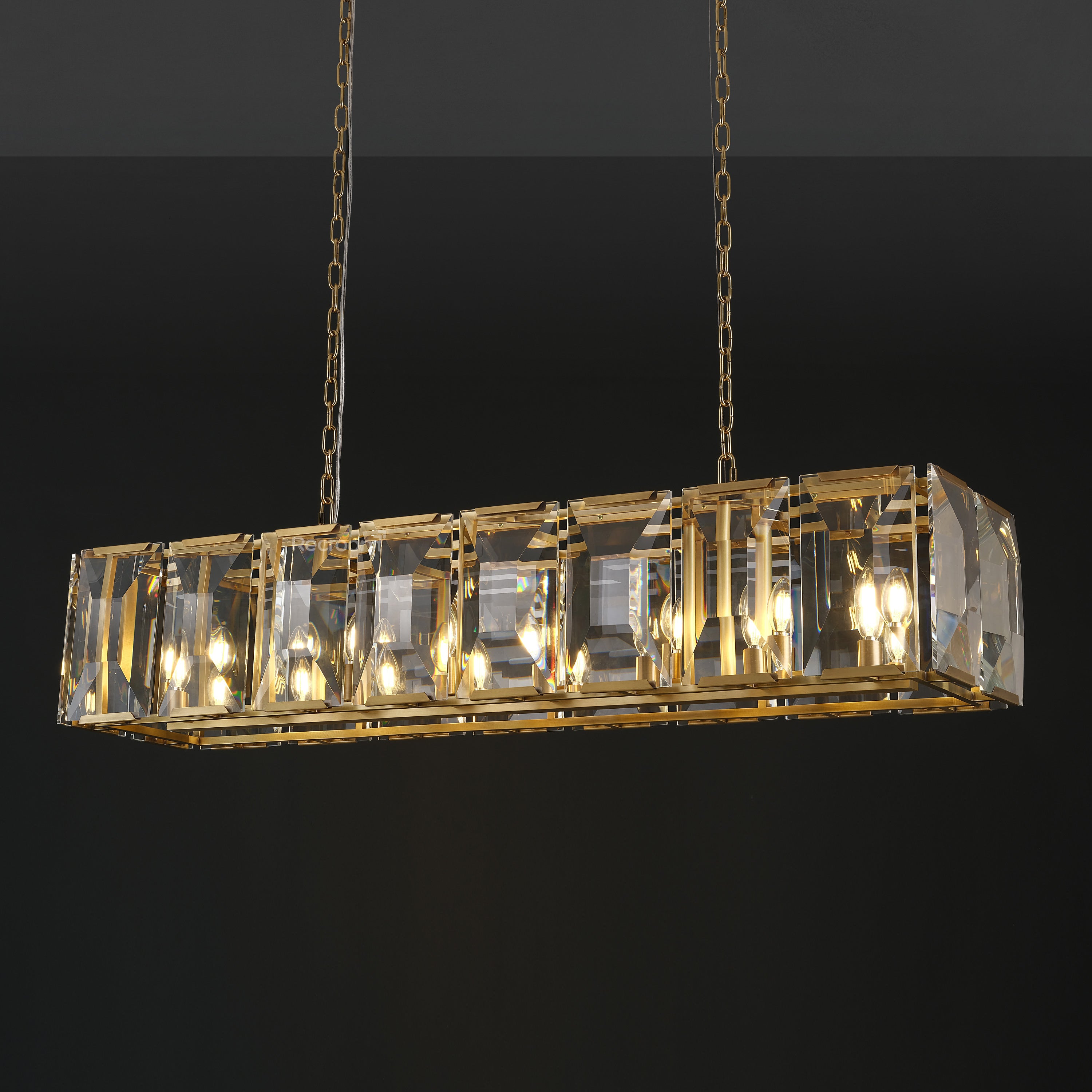 Harllow Multi Crystal Rectangular Chandelier 42“ 54” 62“ 74” - Zonesus