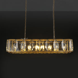 Harllow Multi Crystal Rectangular Chandelier 42“ 54” 62“ 74” - Zonesus