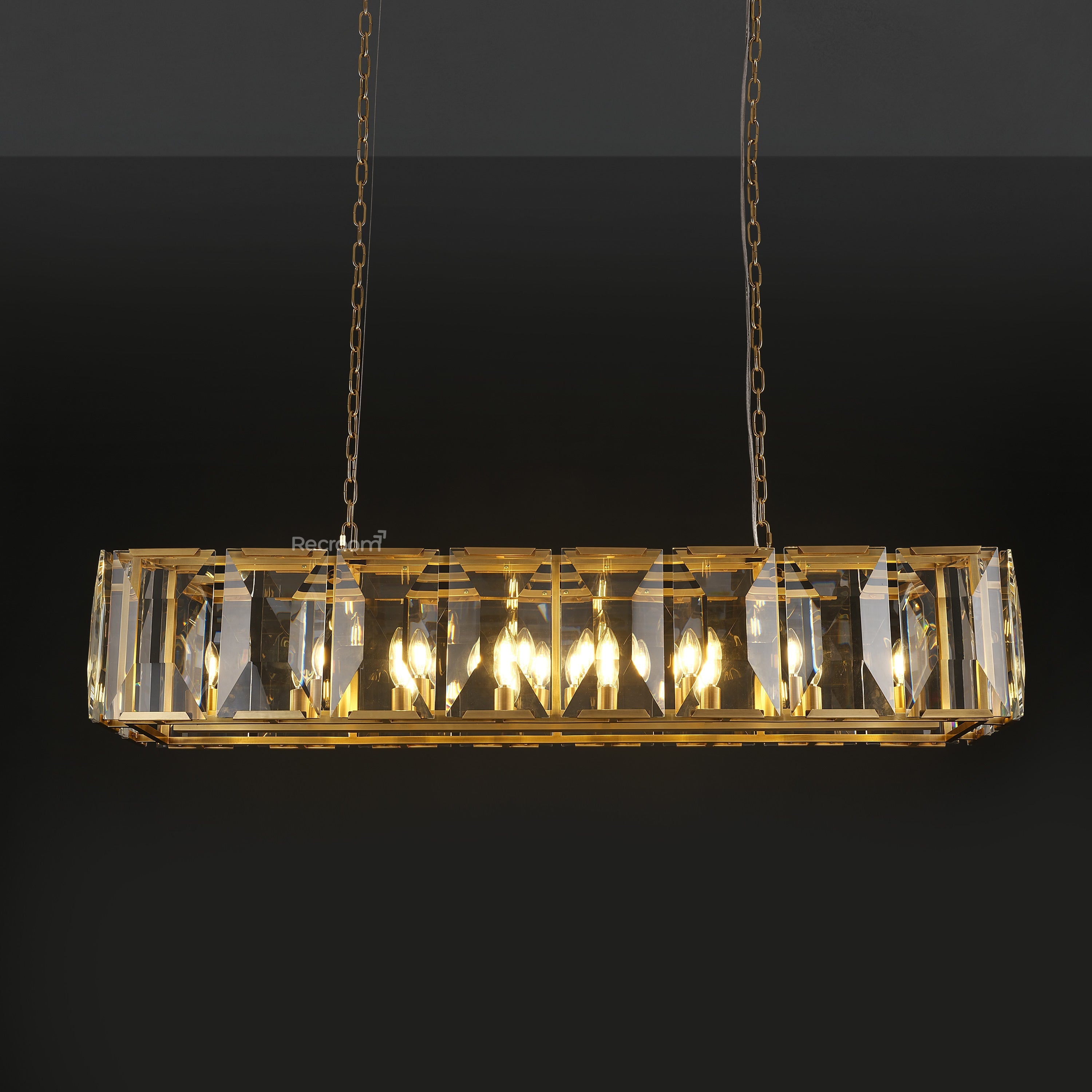 Harllow Multi Crystal Rectangular Chandelier 42“ 54” 62“ 74” - Zonesus