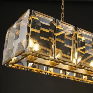Harllow Multi Crystal Rectangular Chandelier 42“ 54” 62“ 74” - Zonesus