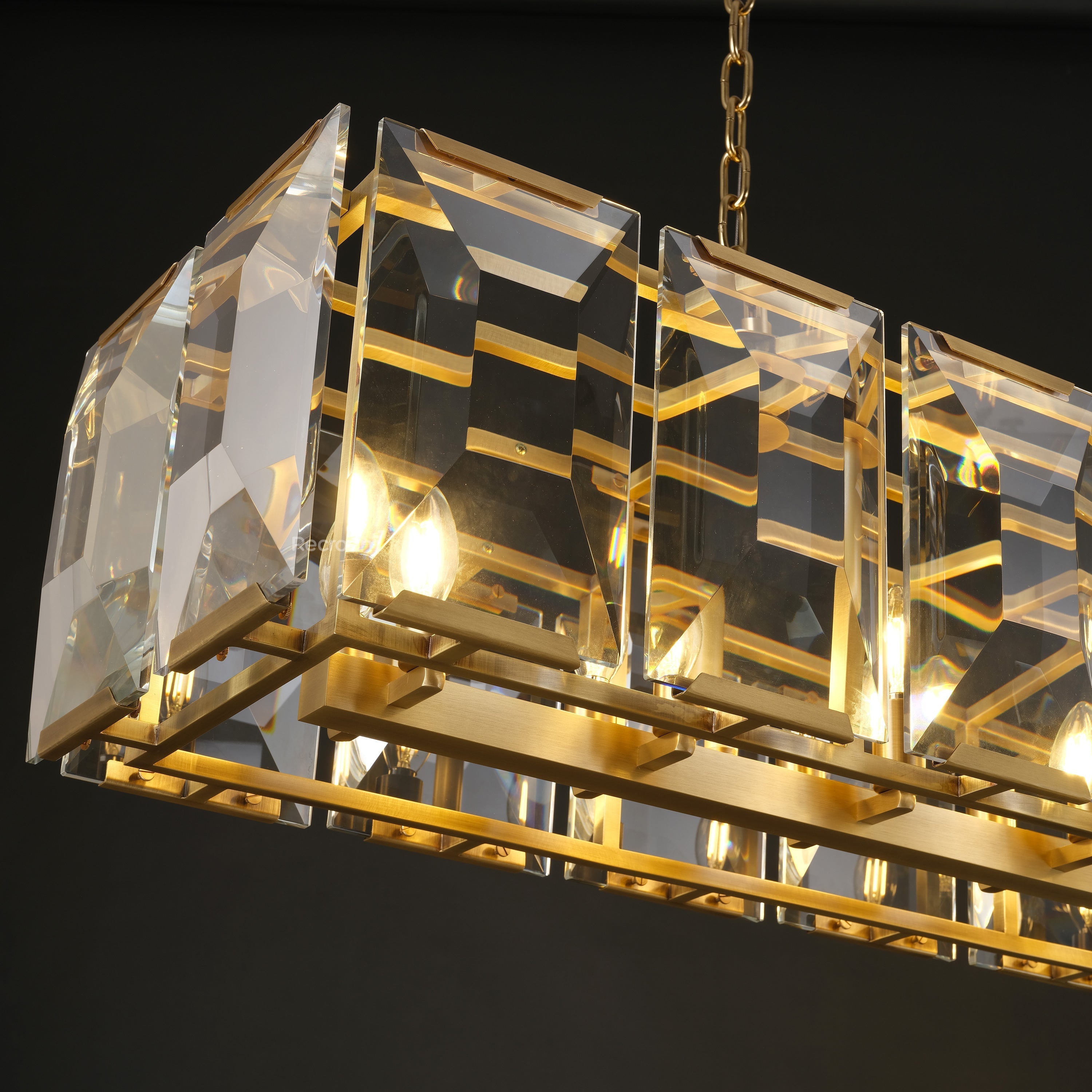 Harllow Multi Crystal Rectangular Chandelier 42“ 54” 62“ 74” - Zonesus