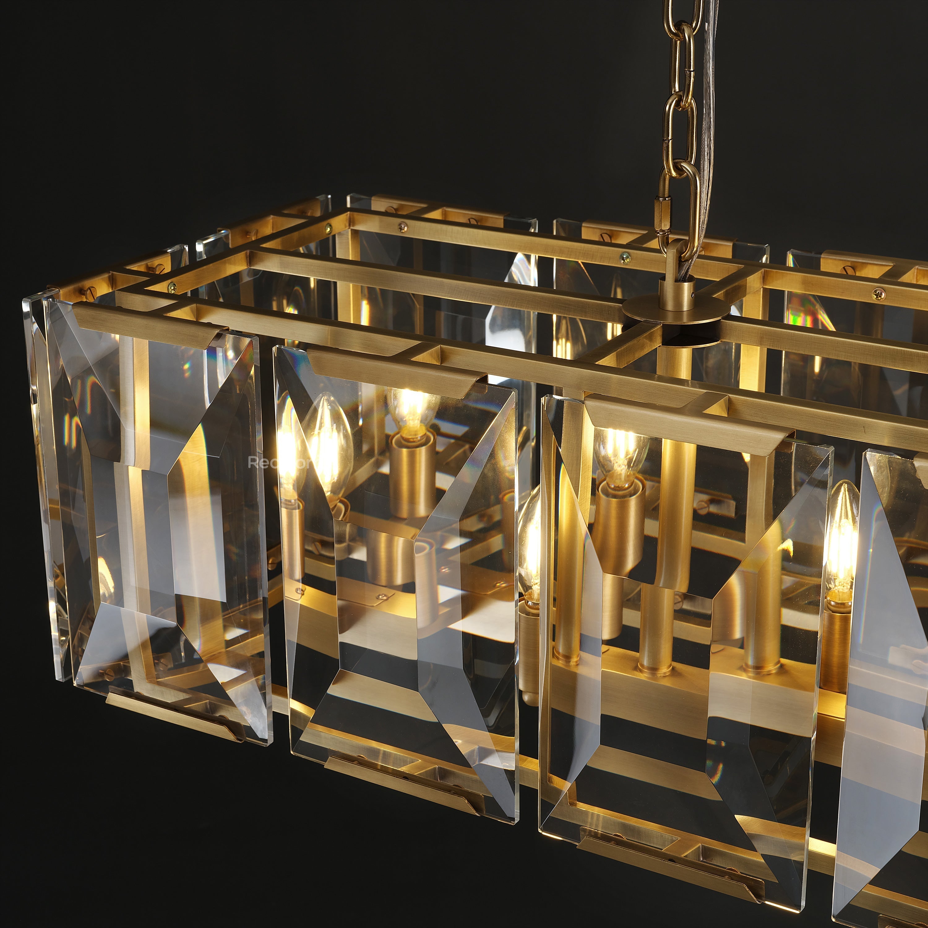 Harllow Multi Crystal Rectangular Chandelier 42“ 54” 62“ 74” - Zonesus
