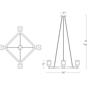 Xenia Contemporary 4-Lights Dining Square Chandelier - Zonesus