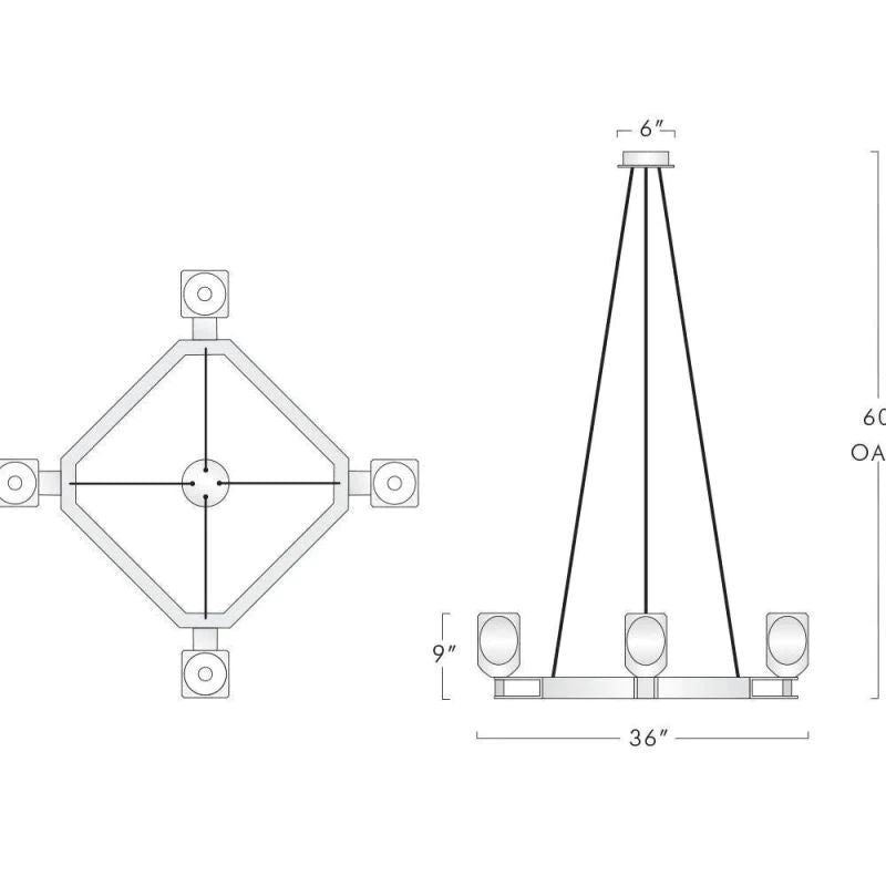 Xenia Contemporary 4-Lights Dining Square Chandelier - Zonesus