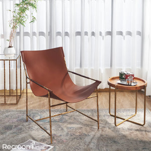 Thaddeo Brown Leather Lounge Chair - Zonesus