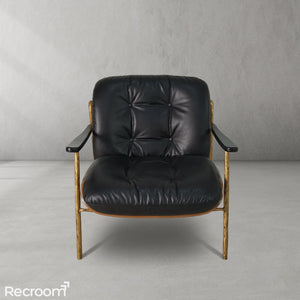 Thaddeo Black Leather Accent Chairs - Zonesus