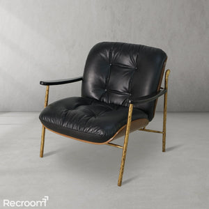Thaddeo Black Leather Accent Chairs - Zonesus