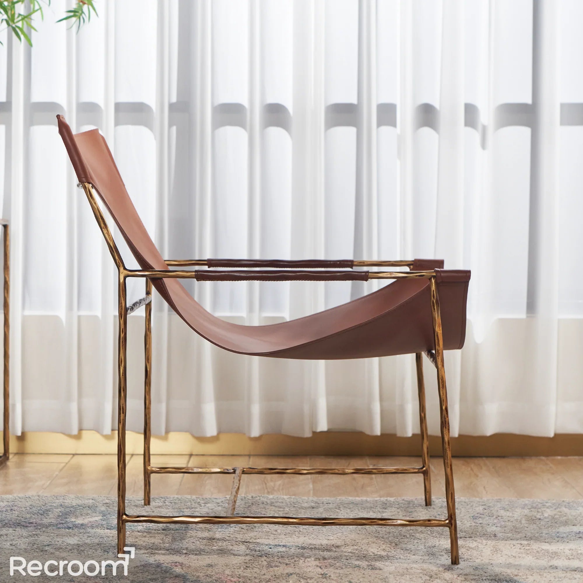 Thaddeo Brown Leather Lounge Chair - Zonesus