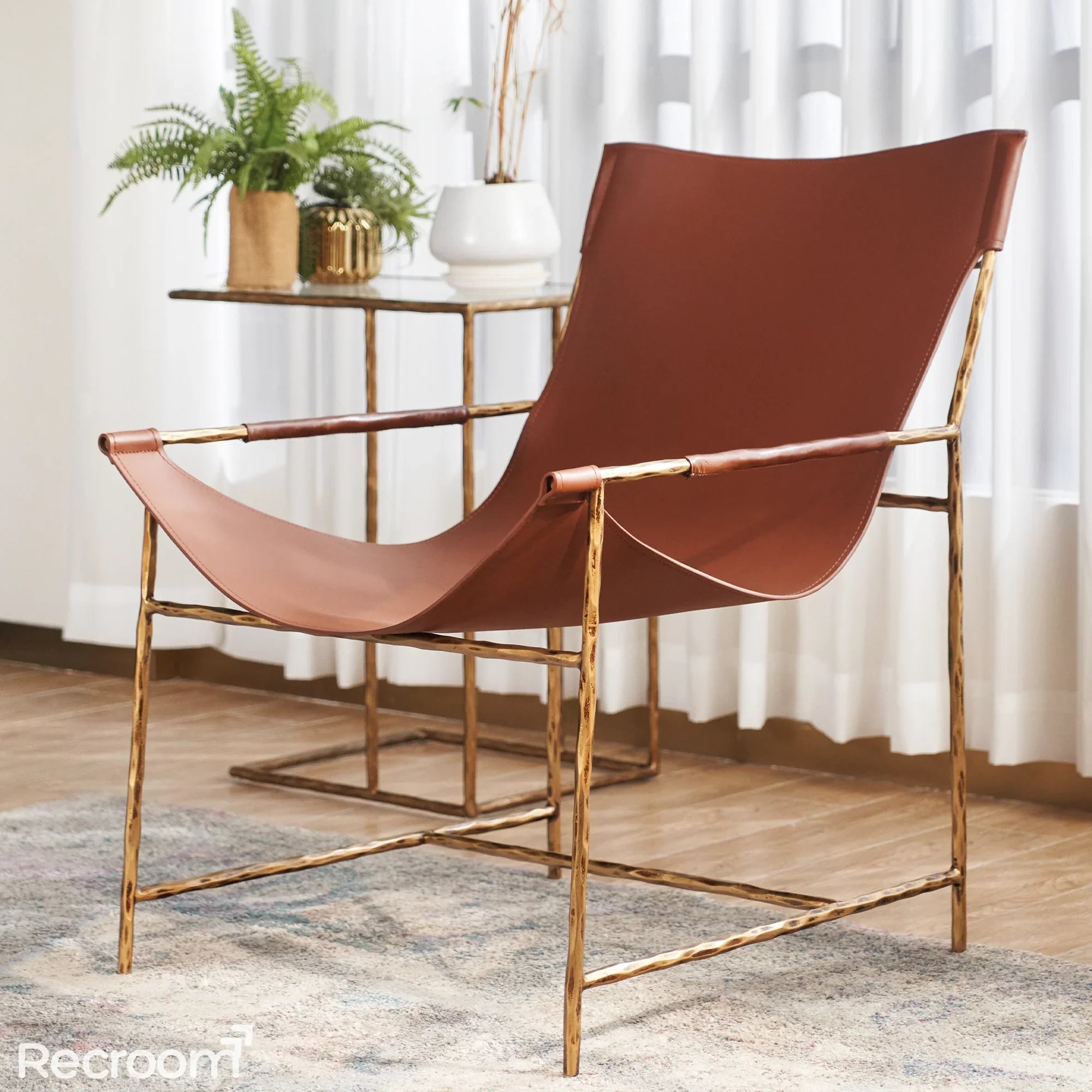 Thaddeo Brown Leather Lounge Chair - Zonesus