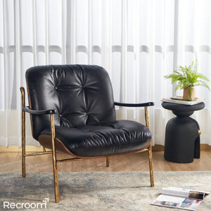Thaddeo Black Leather Accent Chairs - Zonesus