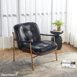 Thaddeo Black Leather Accent Chairs - Zonesus