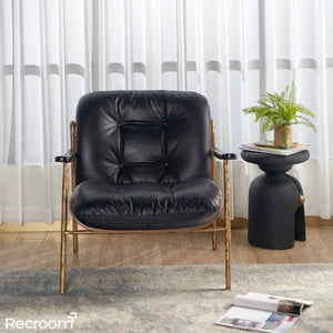 Thaddeo Black Leather Accent Chairs - Zonesus