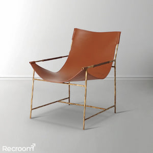 Thaddeo Brown Leather Lounge Chair - Zonesus