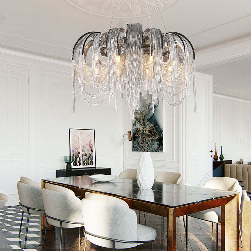 Alisa Luxury Aluminum Chain Tassel Chandelier - Zonesus