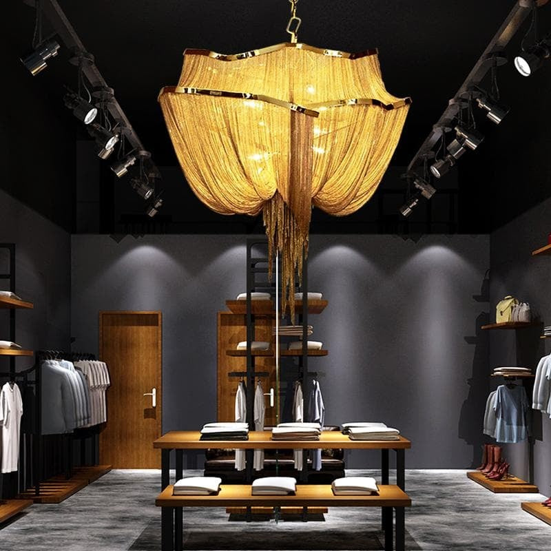 Alisa Luxury Double-Layer Aluminum Chain Tassel Chandelier - Zonesus
