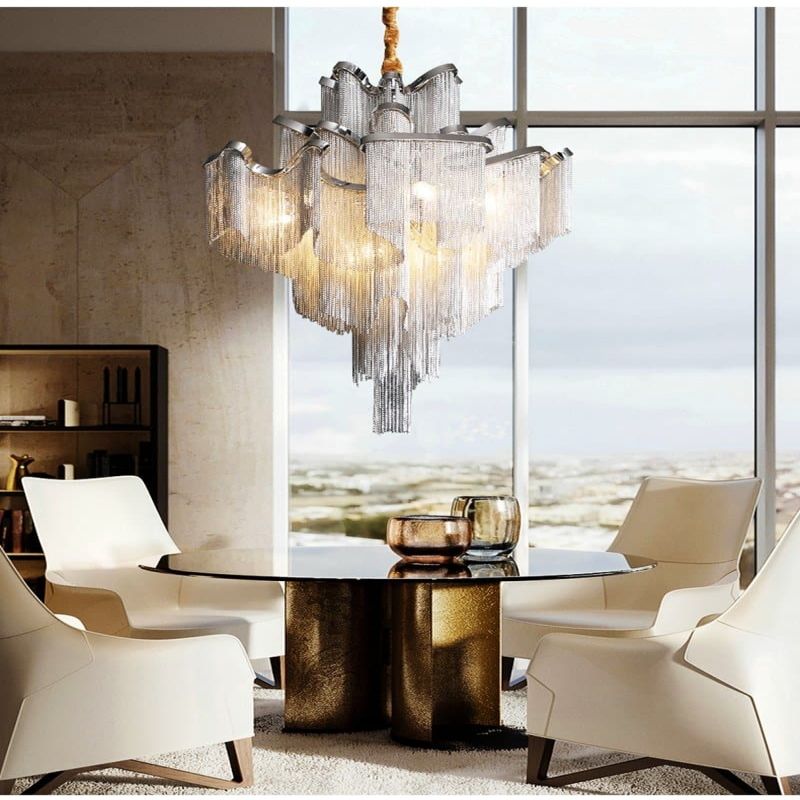 Alisa Luxury Flower Chain Tassel Chandelier - Zonesus
