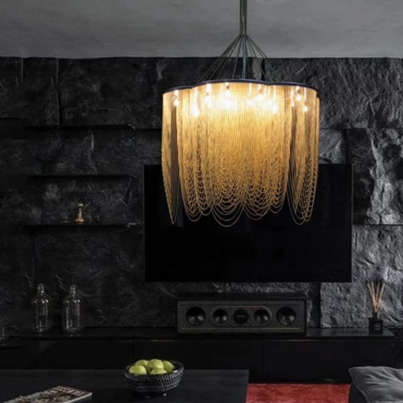 Post-Modern Tassel Aluminum Chain Flower Chandelier - Zonesus