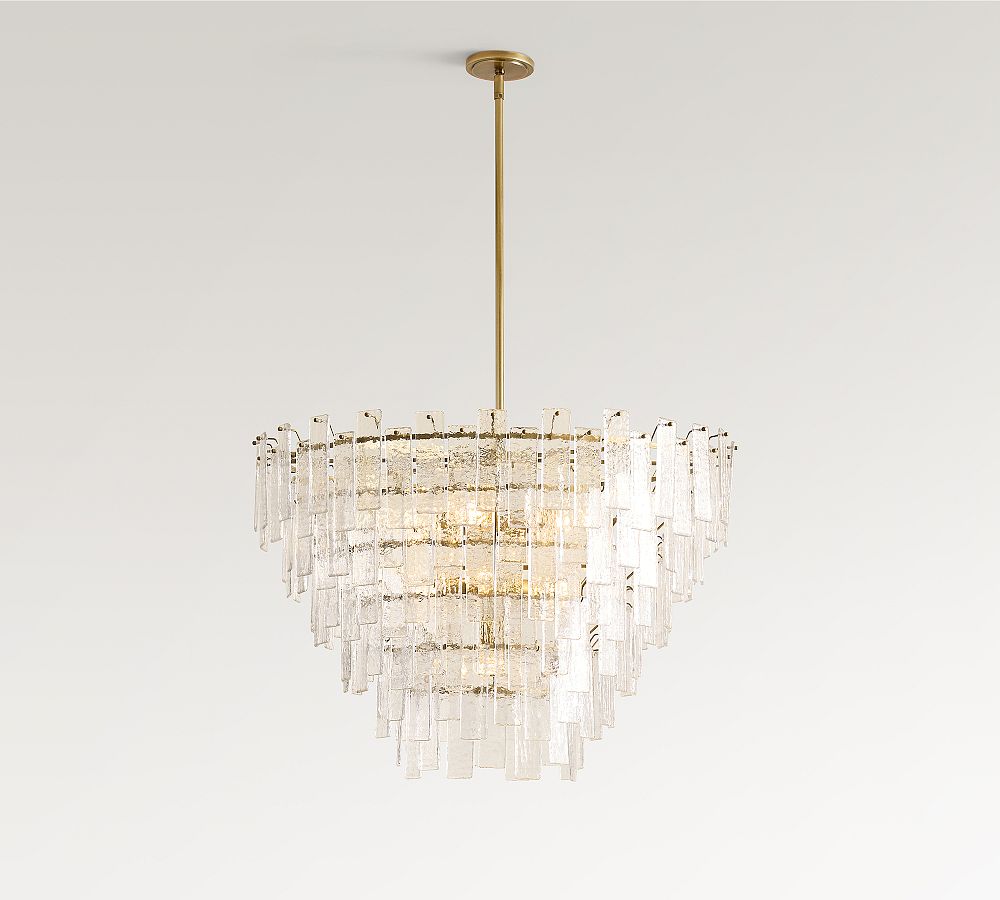 Avalon Cast Glass Round Tiered Chandelier (33") - Zonesus