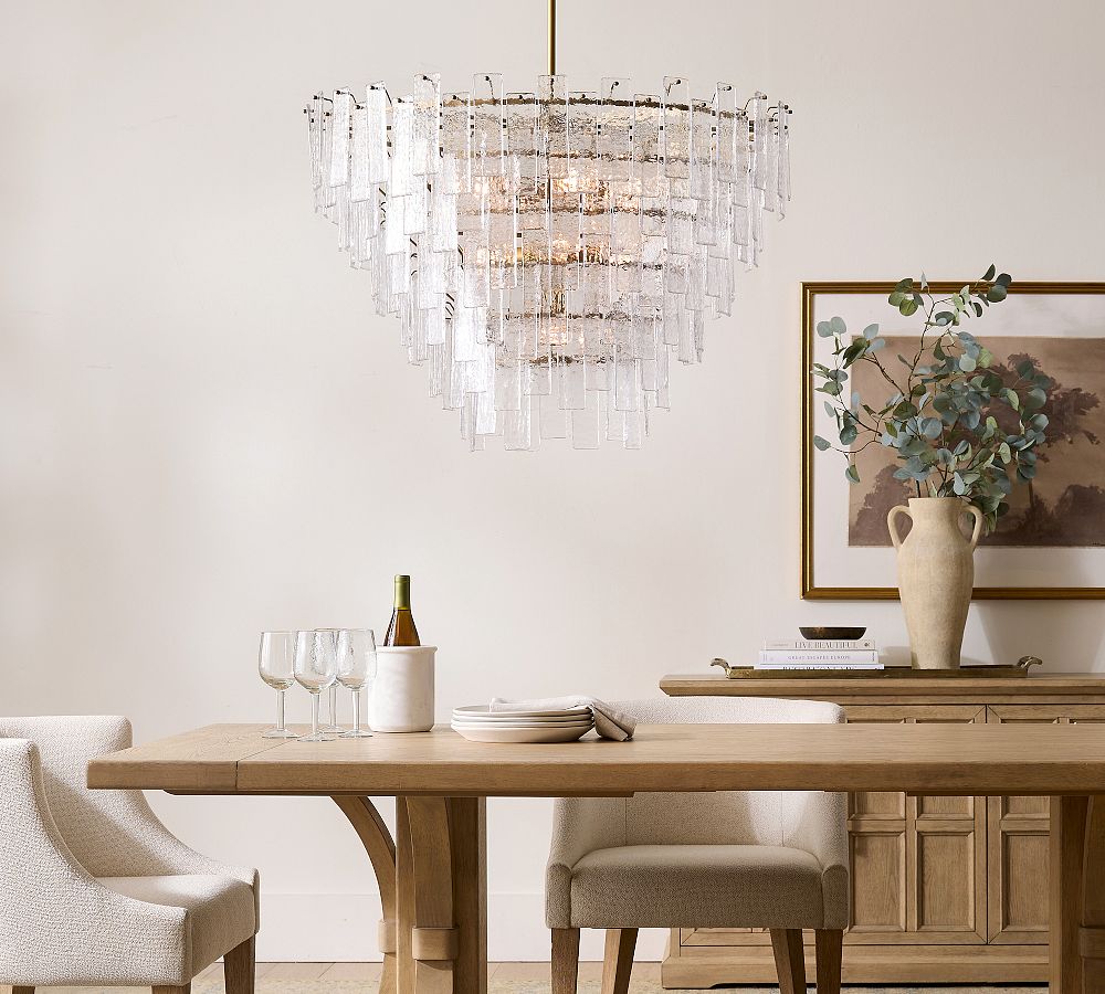 Avalon Cast Glass Round Tiered Chandelier (33") - Zonesus