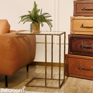 Thaddeo Glass C-Shaped Side Table - Zonesus