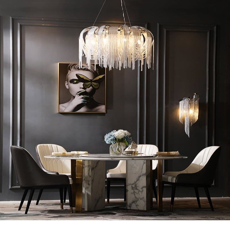 Alisa Luxury Aluminum Chain Tassel Chandelier - Zonesus