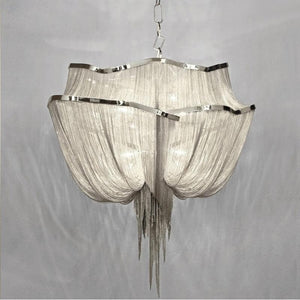 Alisa Luxury Double-Layer Aluminum Chain Tassel Chandelier - Zonesus