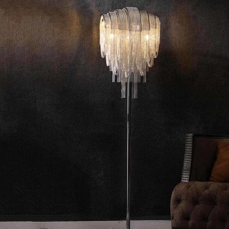 Alisa Luxury Hardware Aluminum Chain Tassel Floor Lamp - Zonesus