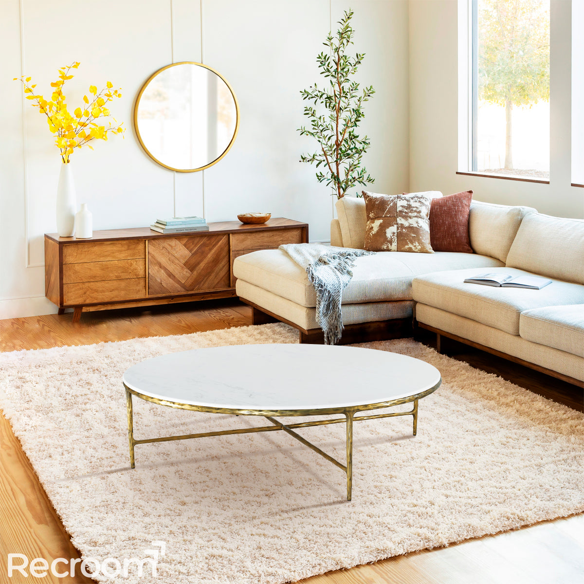 Thaddeo Marble Round Coffee Table - Zonesus