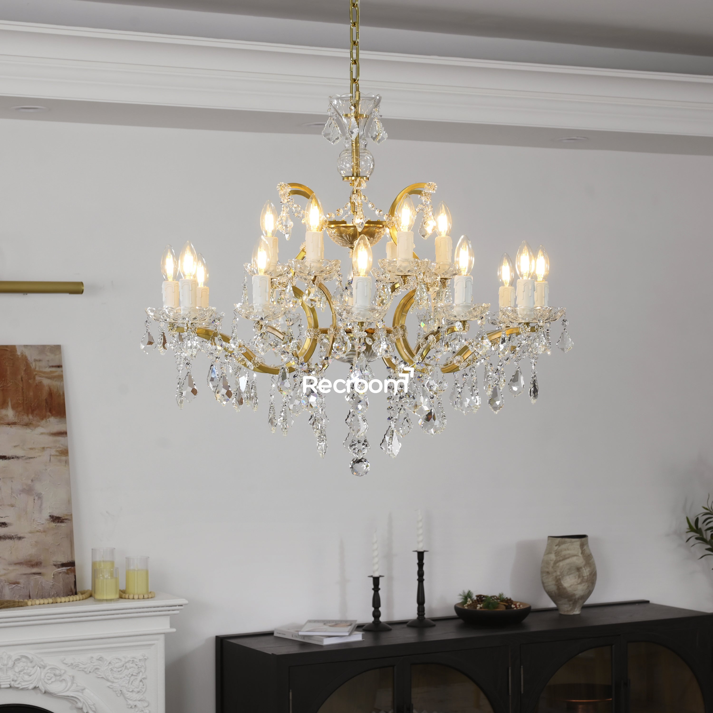 Rococonut Crystal Outdoor Chandelier 33” - Zonesus