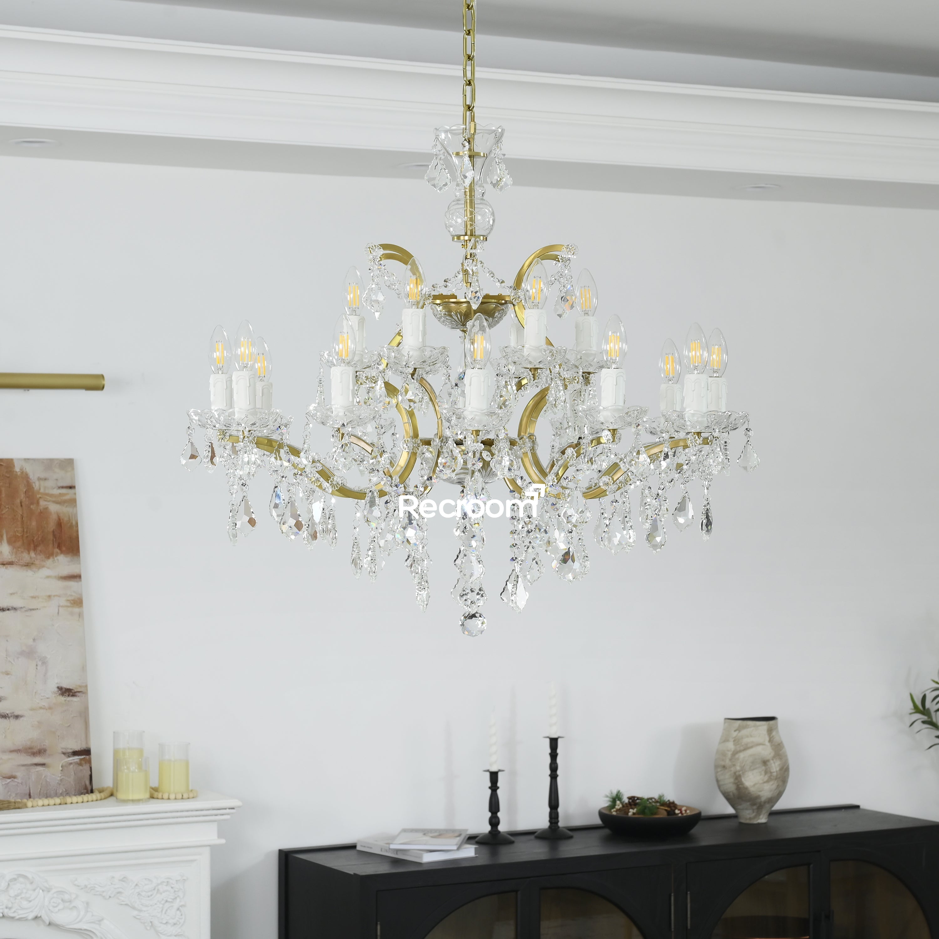 Rococonut Crystal Outdoor Chandelier 33” - Zonesus
