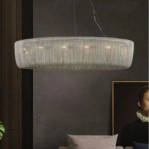 Cadenas Aluminum Chain Tassel Chandelier - Zonesus