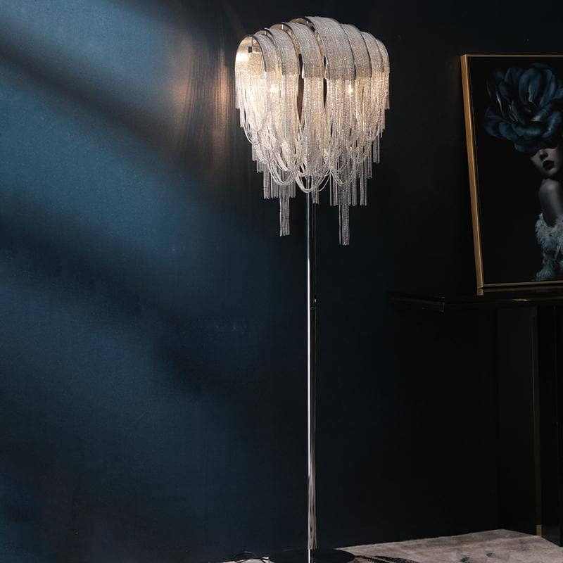 Alisa Luxury Hardware Aluminum Chain Tassel Floor Lamp - Zonesus