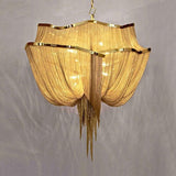 Alisa Luxury Double-Layer Aluminum Chain Tassel Chandelier - Zonesus