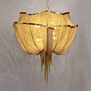 Alisa Luxury Double-Layer Aluminum Chain Tassel Chandelier - Zonesus